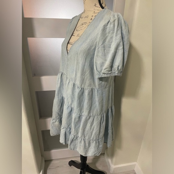 Zara Light Blue Tiered Dress - Picture 2 of 5